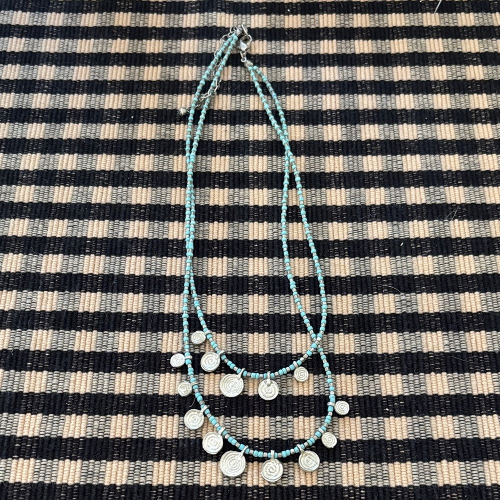 J. Jill Silver and Turquoise Double Strand Necklace